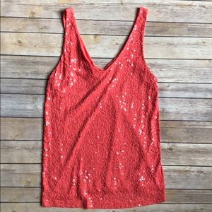 Coral sequined J. Crew tank